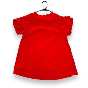 Badgley Mischka Red Ruffle Flowy Top - Size Small
